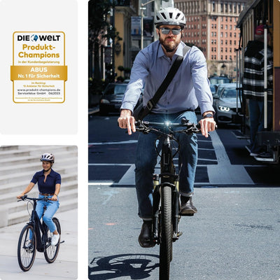 ABUS Stadthelm Pedelec 2.0 - Fahrradhelm mit Rücklicht und Regenhaube - für den Stadtverkehr - für D