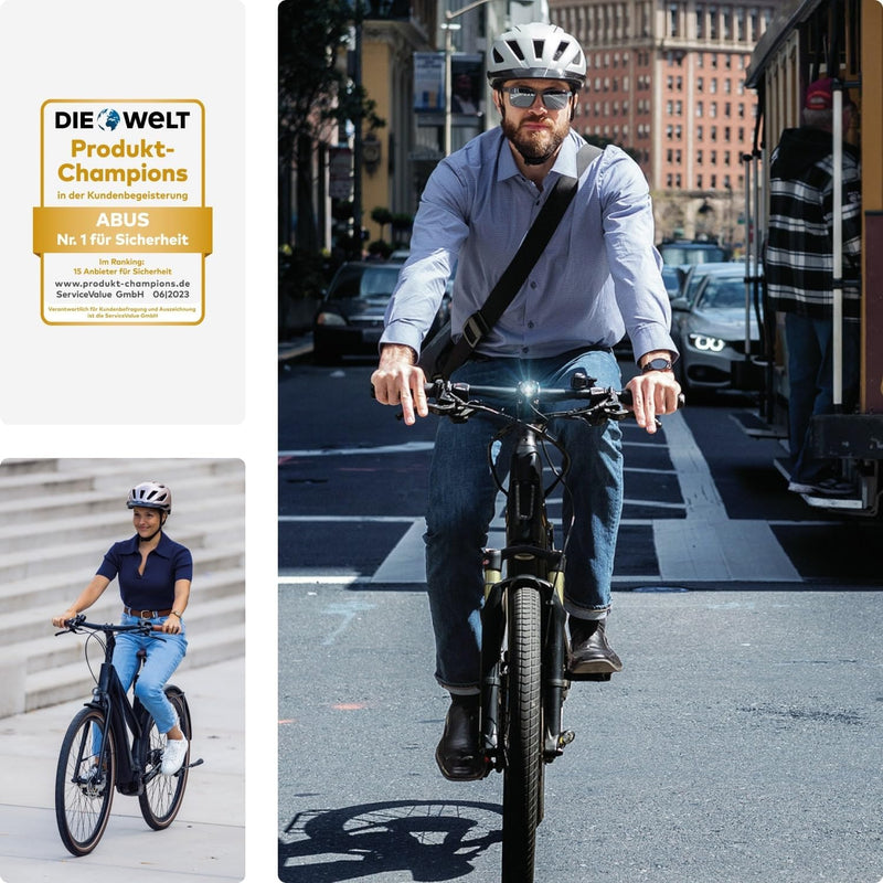 ABUS Stadthelm Pedelec 2.0 - Fahrradhelm mit Rücklicht und Regenhaube - für den Stadtverkehr - für D