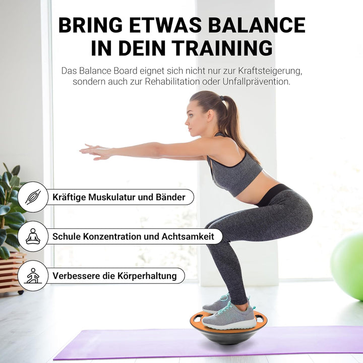 MSPORTS Balance Board Premium 40 cm Durchmesser inkl. Übungsposter und Work Out App GRATIS - Therapi