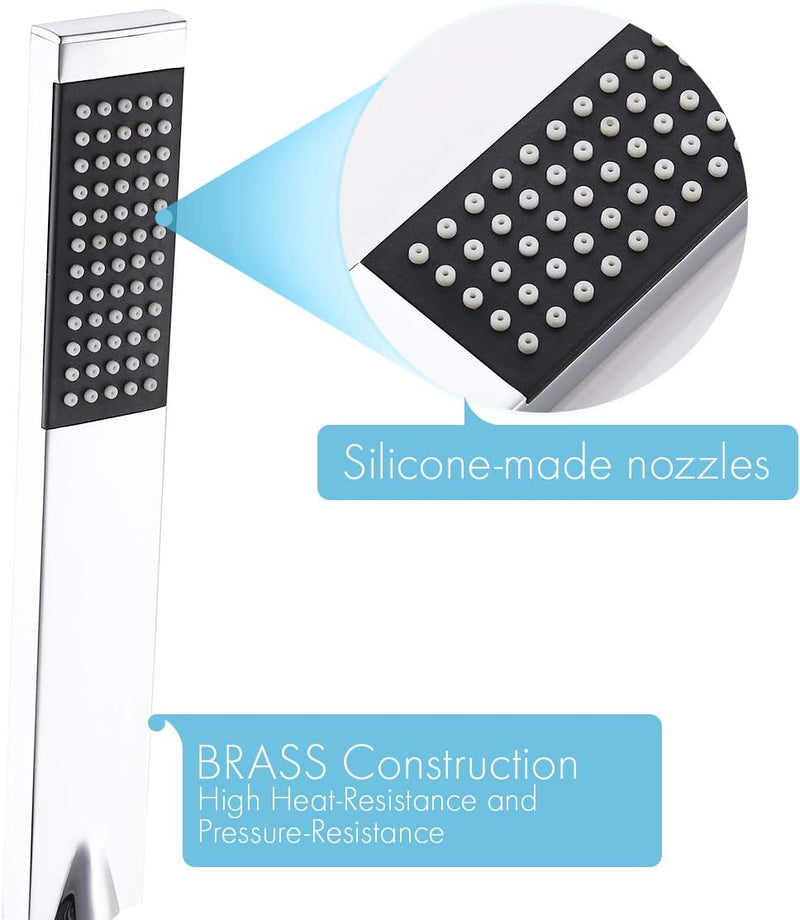 KES Handbrause Duschkopf mit Schlauch und Duschkopfhalterung Duschbrause Brausekopf Dusche Duschsyst