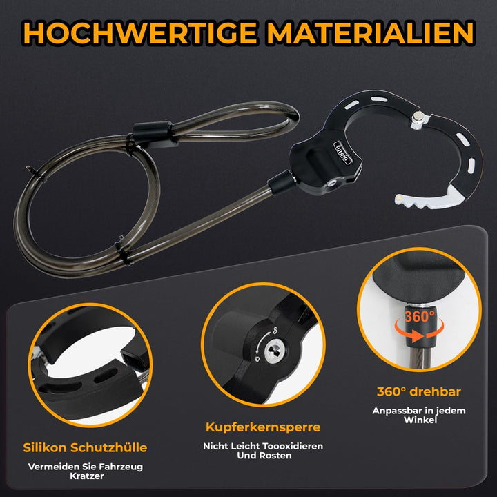 E Scooter Schloss Mit Tasche, 47.24in/14MM Dickes Kabelschloss für E-Scooter, Fahrradschloss,Handsch