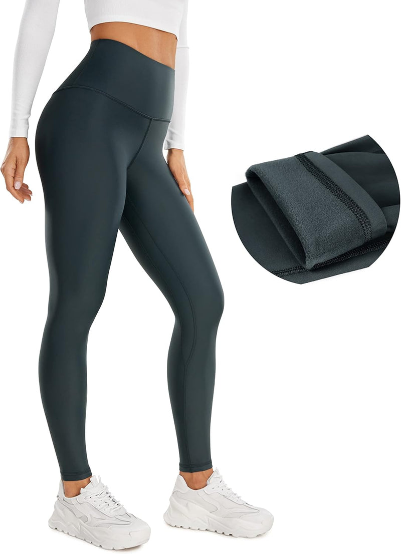 CRZ YOGA Damen Sport Thermo Leggings - 71cm Winter Warme Sports Yoga Leggins High Waist Fleece Therm