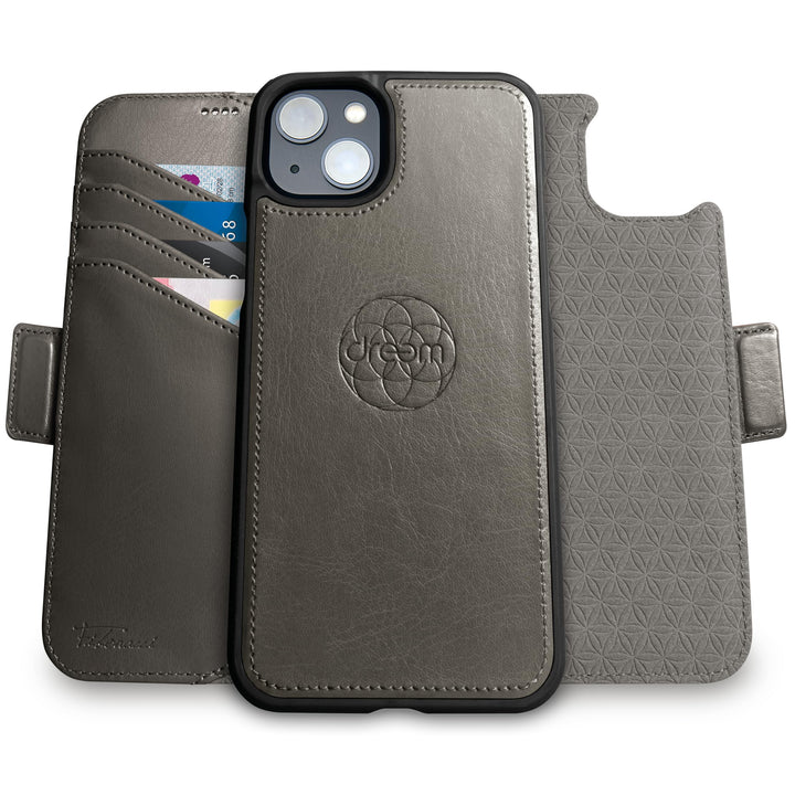 Dreem Fibonacci iPhone 15 Plus Brieftaschen-Etui / 2-in-1 stossfestes Etui und abnehmbares Folio aus
