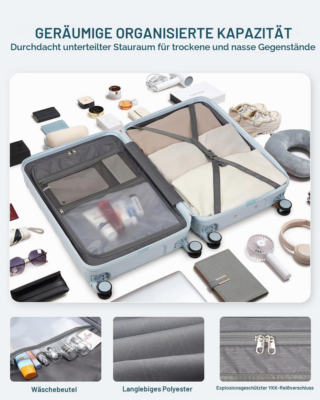 Sea choice Reisekoffer Set 5 Teilig ABS Hartschale Trolley Kofferset Gepäckset Grosse Kapazität Hand
