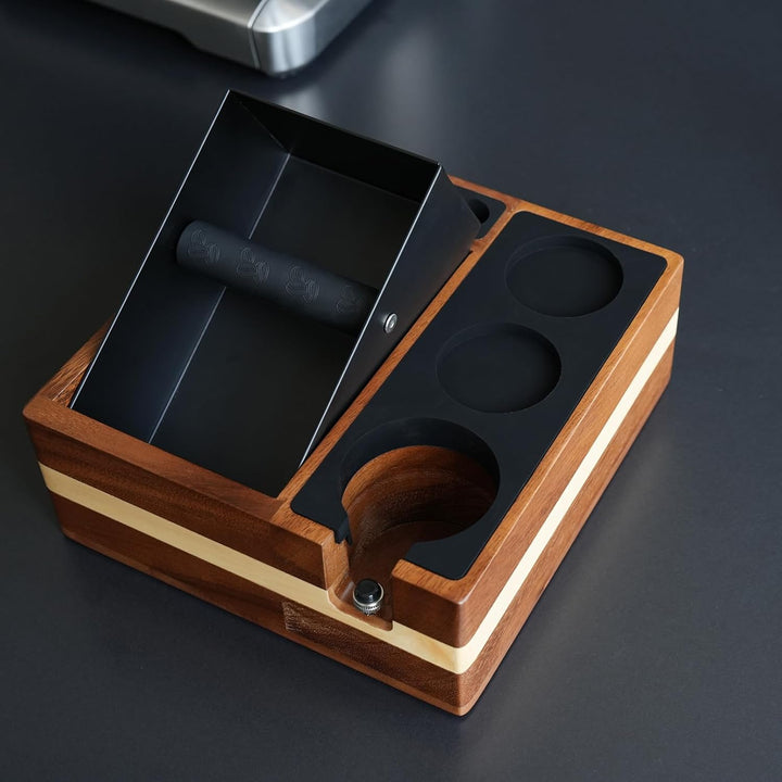 Tamper Station für Barista (51-58mm) | Tamperstation mit Klopfbox | kaffe Tamping Station | Barista