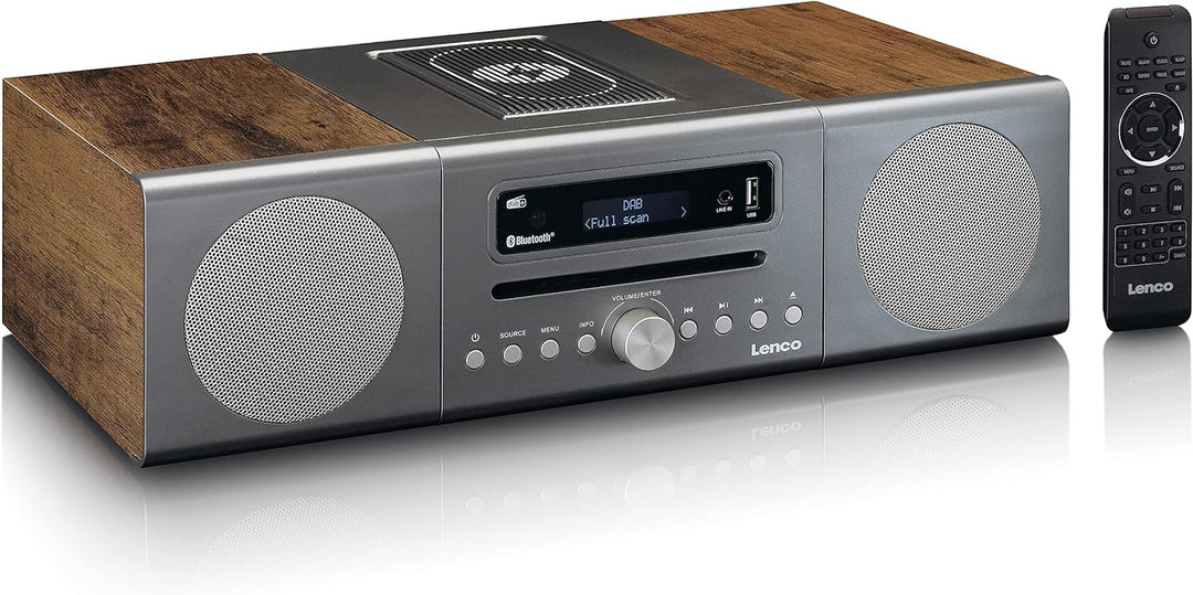 Lenco MC-175 Kompaktanlage - DAB+ und FM - CD/MP3 Player - Bluetooth - 2 x USB - QI Lader - 2 x 20 W