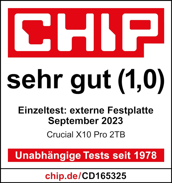 Crucial X10 Pro 2TB Externe SSD Festplatte mit USB-A Adapter, bis zu 2100MB/s Lesen und 2000MB/s Sch