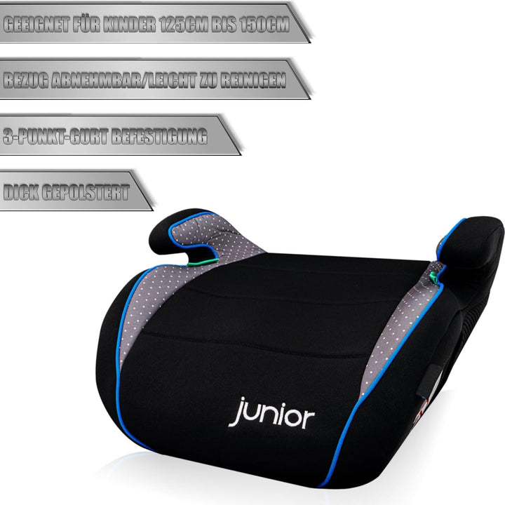 2er SET Sitzerhöhung für Kinder zwischen 125 cm und 150 cm (SCHWARZ/GRAU/BLAU)