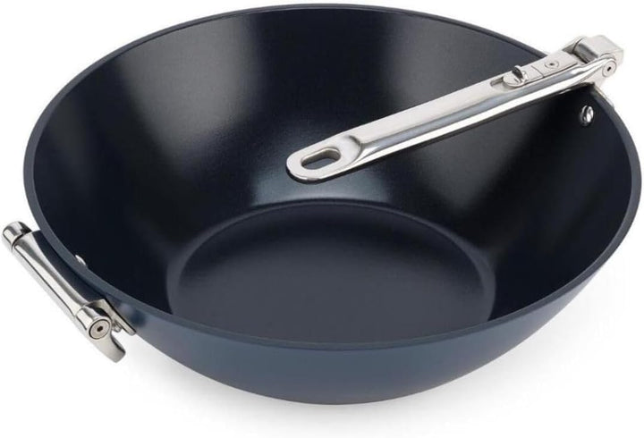 Joseph Joseph Space 32cm Wok, Platzsparender Klappgriff, Profi-Keramikbeschichtung, Induktion & Back