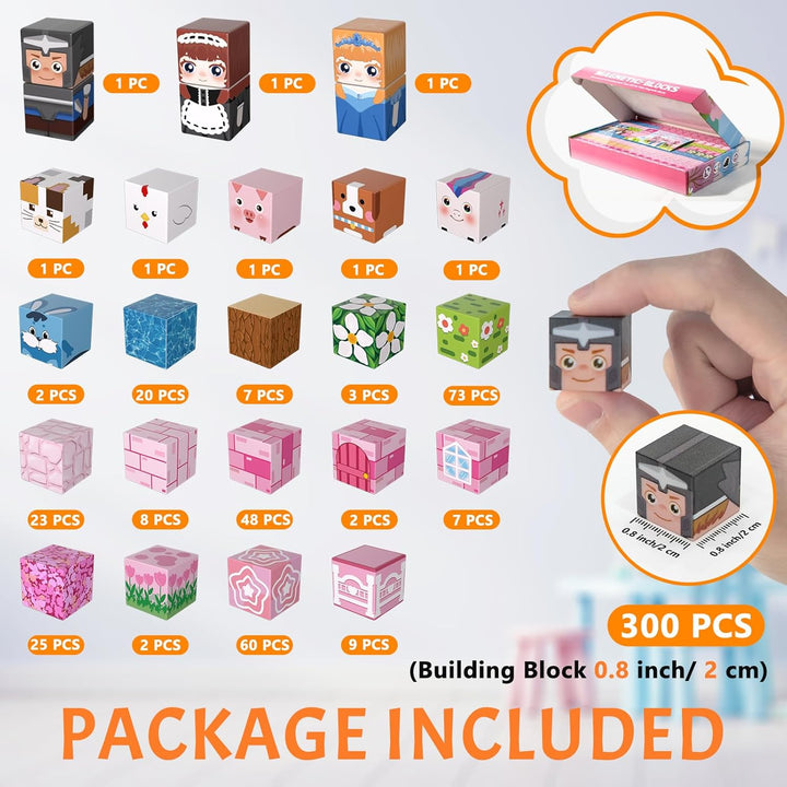 Vdealen 300 PCS Magnetische Bausteine, Stapelung Magnetwürfel Spielzeug für Kinder, STEM Montessori