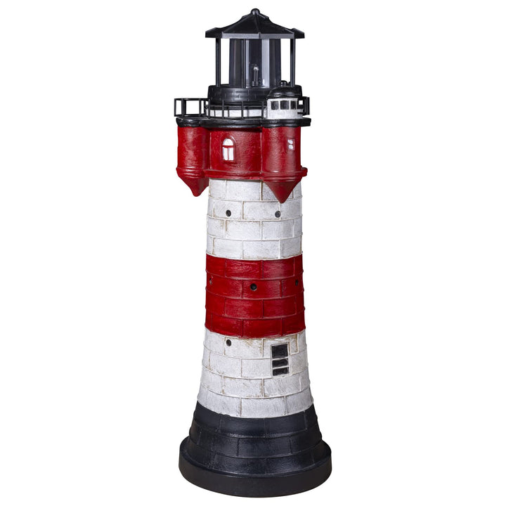 colourliving Leuchtturm Roter Sand mit LED Blinklicht Leuchtturm Solar für Draussen Maritime Dekorat