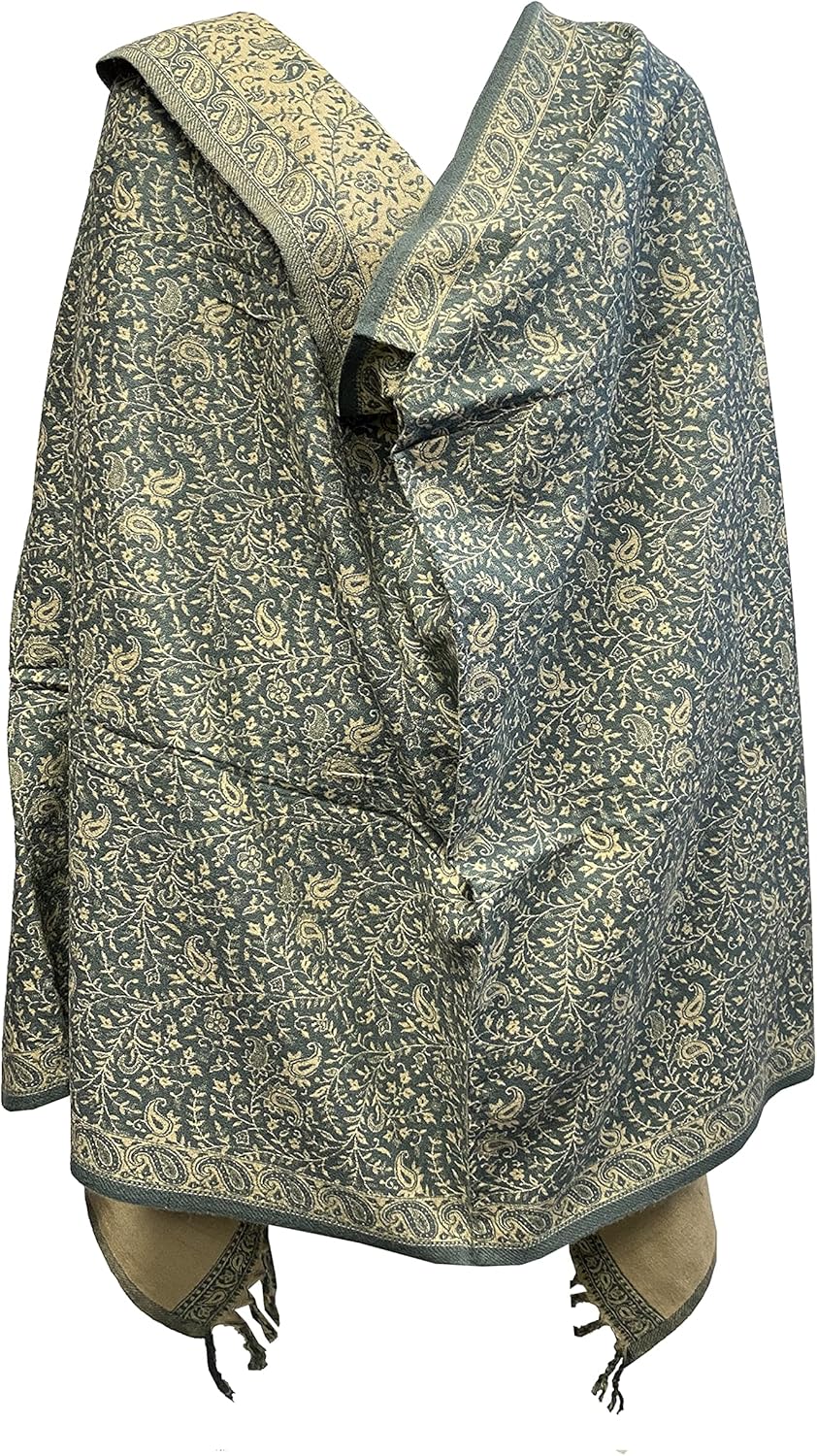 TI Halstuch aus reiner Yakwolle, Vintage-Stil, Blumenmuster, Dekoration, Wolle, Unisex, doppelseitig