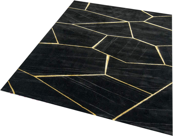 CARPETIA Teppich Wohnzimmer geometrisches Muster schwarz Gold Grösse 60x110 cm, 60x110 cm