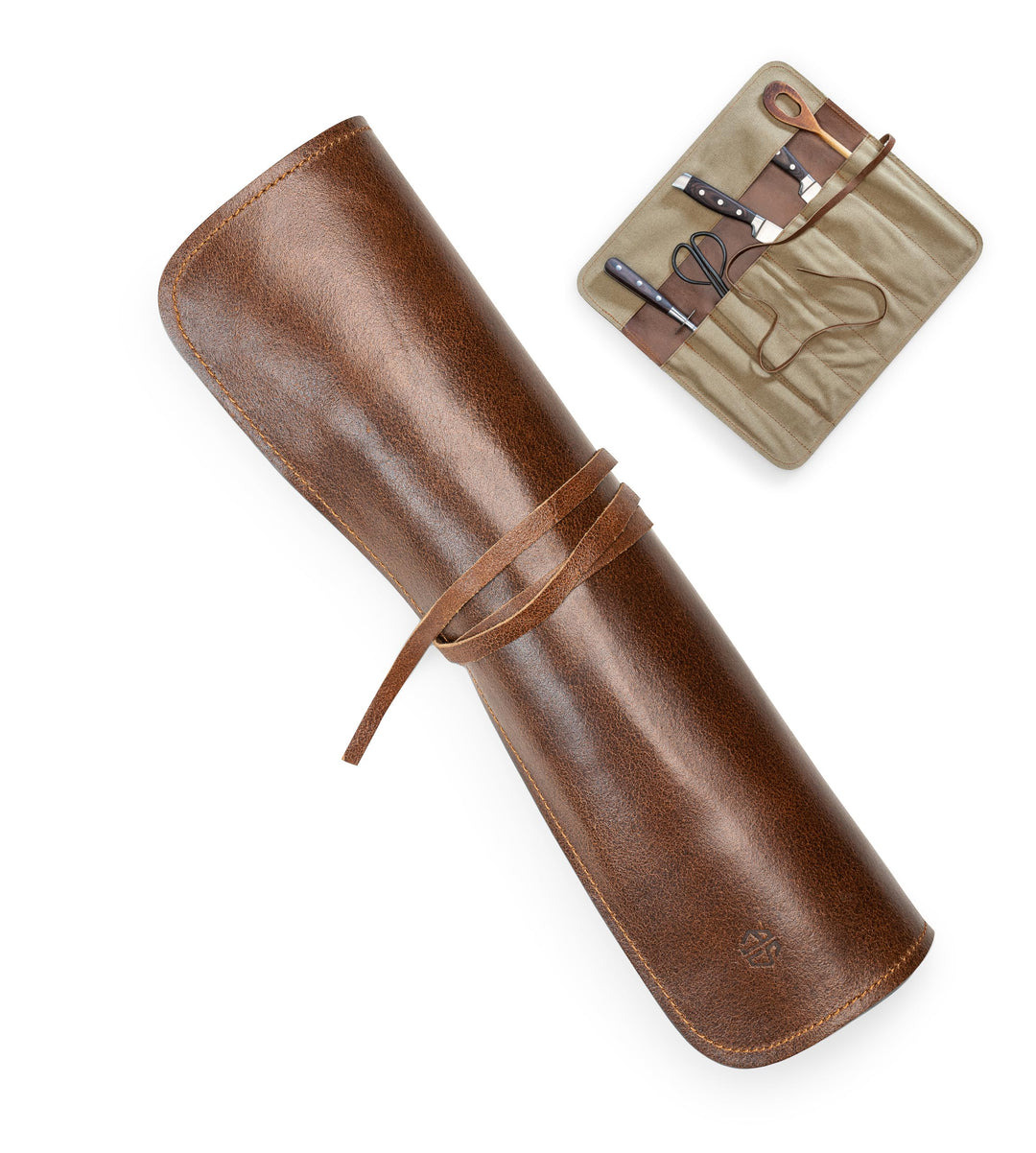 Angus Stoke Messertasche Kochmesser aus Echt-Leder - Premium Kochmesserrolle gross – Messer Tasche f