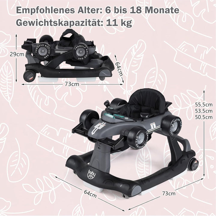 COSTWAY 4 in 1 Lauflernhilfe, Lauflernwagen klappbar mit verstellbarer Höhe & Geschwindigkeit, Baby