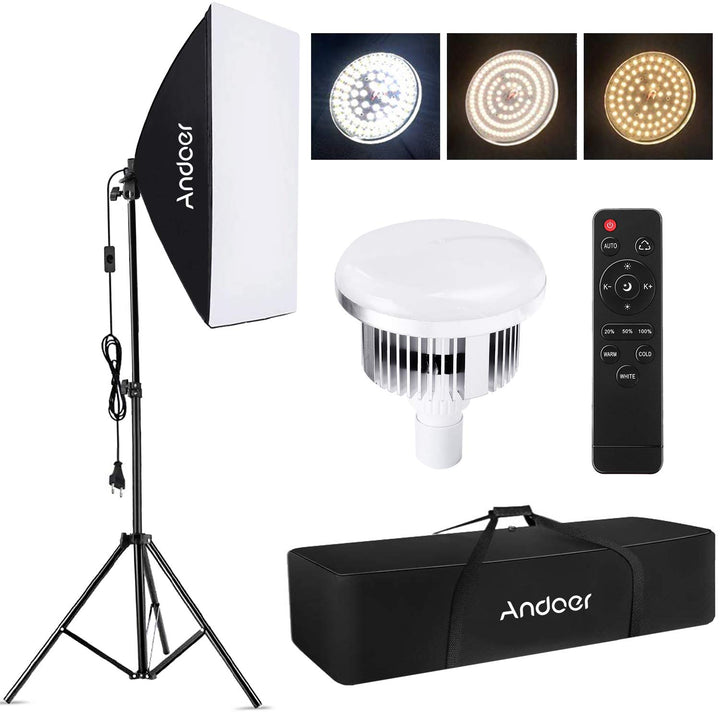 Andoer Fotografie Studio Licht Kit Softbox-Beleuchtungsset mit 85W 2800K-5700K Zweifarbiger LED-Lich