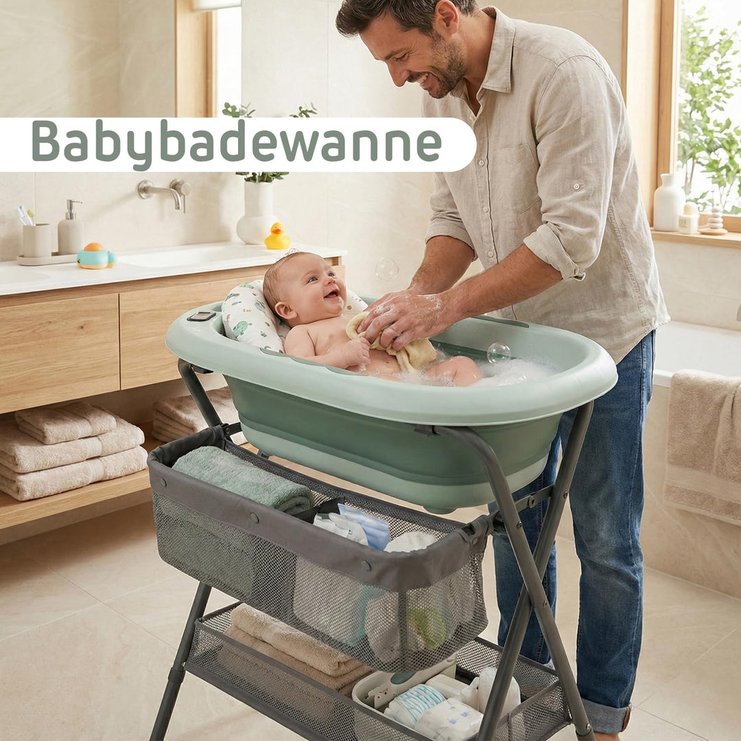 Twinly Bubbly – Faltbare 2-in-1-Baby-Badewanne – Ergonomisch verstellbare Höhe, abnehmbare Badewanne