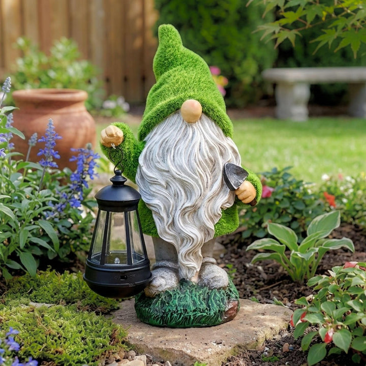 TERESA'S COLLECTIONS Lustig Gartenzwerge Gartendeko für Draussen Wetterfest Figur mit LED Solarlater