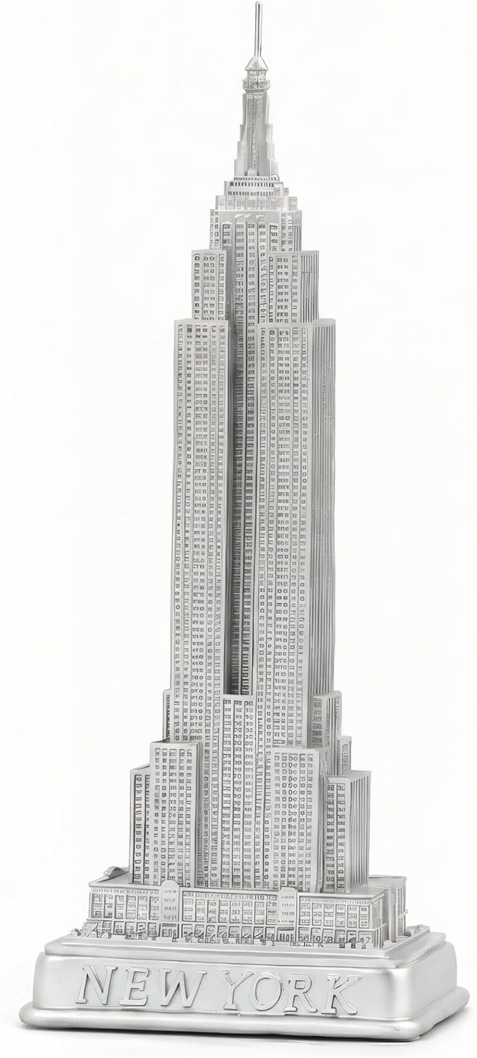 Empire State Building Statue from New York City Silver 23cm NYC Statues Collection