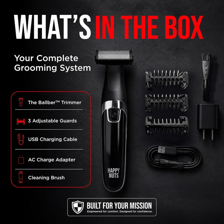 HAPPY NUTS The Ballber™ Electric Body Hair Trimmer for Men - Mens Body Groomer Kit for Privates - IP