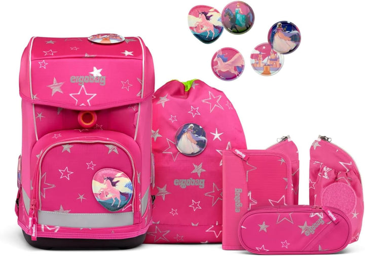 ergobag cubo light Set ergonomischer Schulrucksack, extra leicht, Set 6-teilig inkl. Seitentaschen,