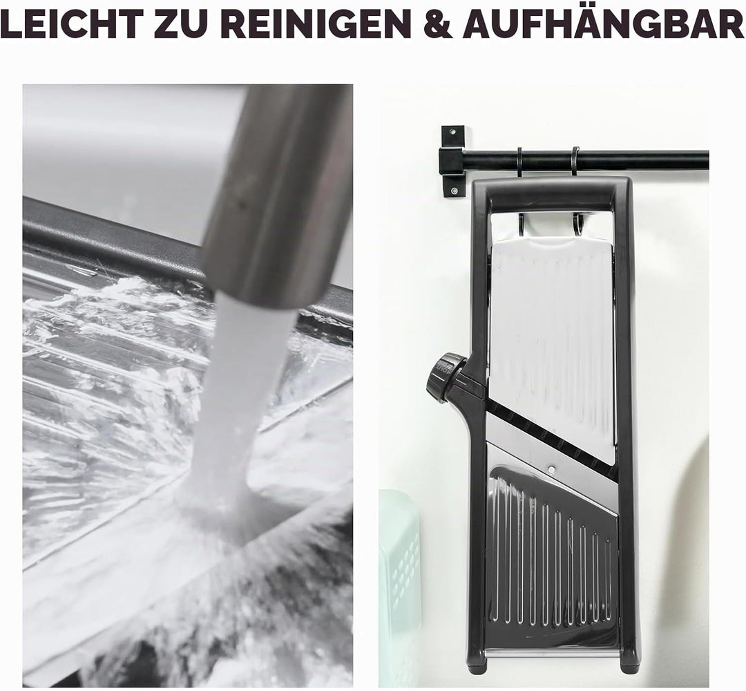 Mandoline Gemüsehobel 5-in-1 verstellbar aus Edelstahl, Multifunktionaler Gemüseschneider mit ultras