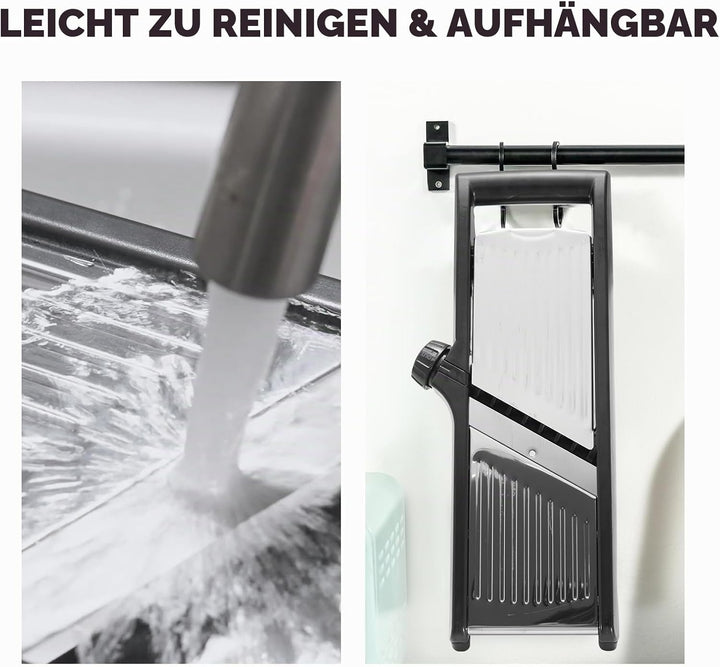 Mandoline Gemüsehobel 5-in-1 verstellbar aus Edelstahl, Multifunktionaler Gemüseschneider mit ultras