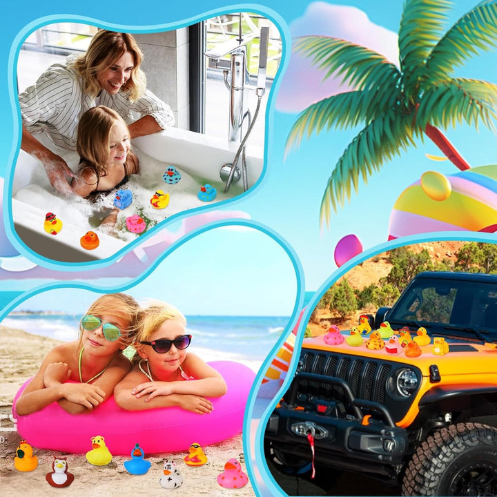 SCIONE 24 Stück Badeenten – Niedliches Gummi-Enten Set für Baby Shower, Geburtstag &amp; Poolparty | Was