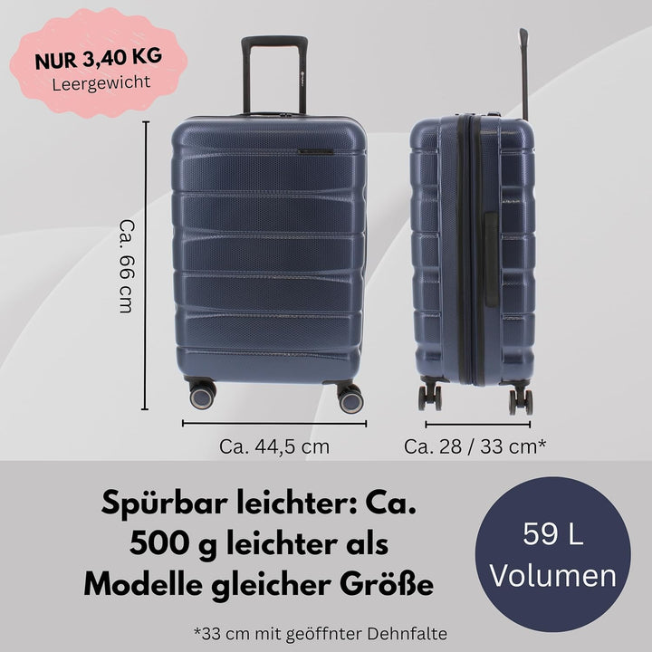 Franky 4-Rad Koffer, Trolley aus ABS Material, funktionaler Hartschalen Koffer, Reisegepäck mit TSA