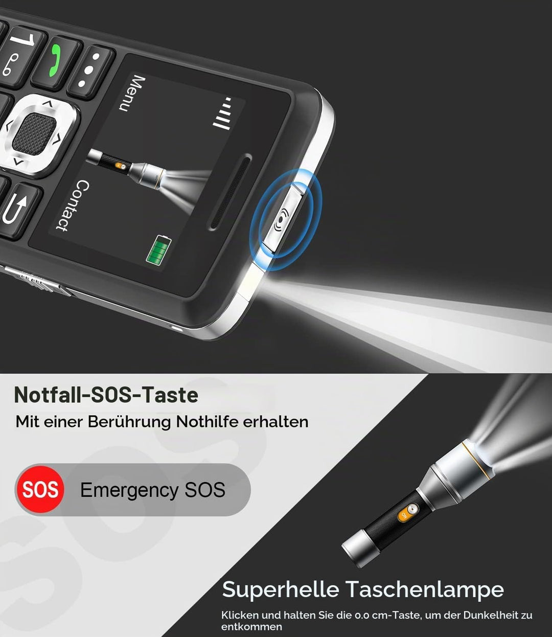 Easyfone T200 4G Mobiltelefon Tastenhandy ohne Vertrag für Senioren und Kinder mit Taschenlampe - FM