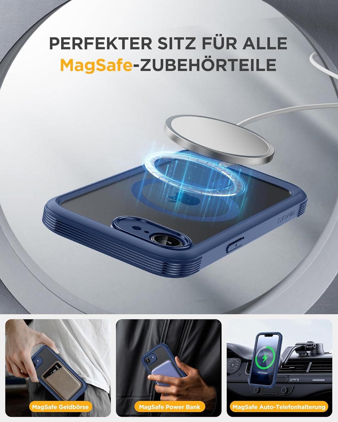 Miracase Sichtschutz Hülle für iPhone 17e / iPhone 16e für MagSafe, Vollschutz Stossfest, Integriert