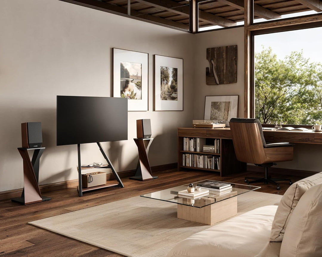 FITUEYES Design TV Ständer Rollbar, Mobiler TV Stand mit Rollen für 32 40 43 55 65 Zoll Flach & Curv