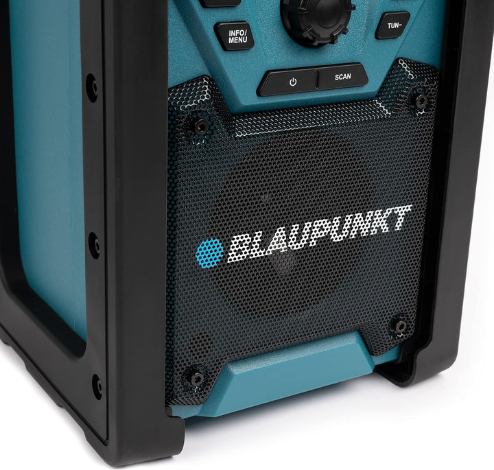 Blaupunkt BSR 200 Baustellenradio mit Akku – Tragbares Radio mit Bluetooth robust (AUX-IN, 5 Watt RM