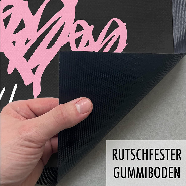 Trendation - Willkommen Herz Grafik Fussmatte Geschenk Schöne Fussmatte Aussen und Innenbereich 60x4