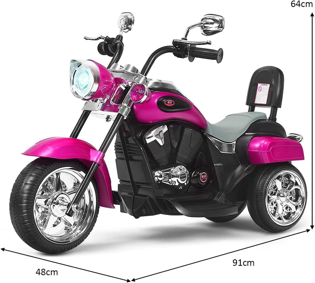 FANTASK Kinder Elektromotorrad mit verstellbarem Scheinwerfer, Dreirad Elektromotorrad mit Sound, Ho
