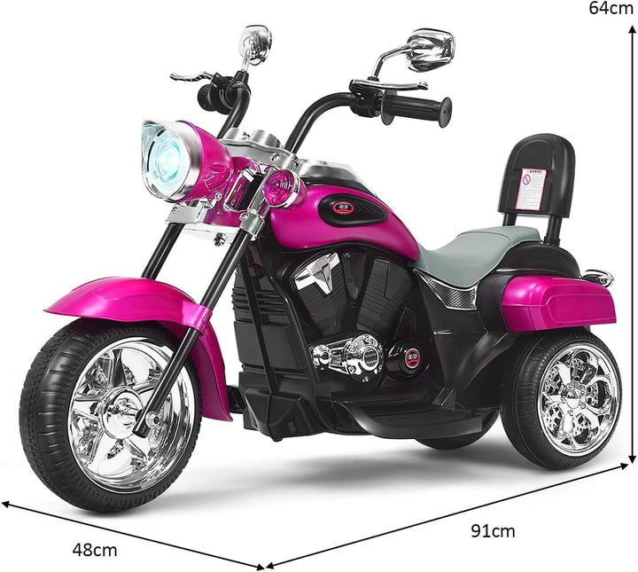 FANTASK Kinder Elektromotorrad mit verstellbarem Scheinwerfer, Dreirad Elektromotorrad mit Sound, Ho