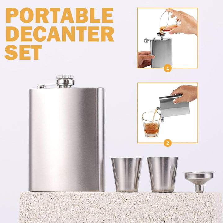 flachmann edelstahl,flask 8 oz mit mit trichter edelstahl und weinbecher,flachmann gross auslaufsich