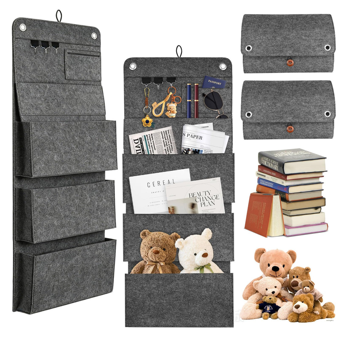 Hängeorganizer 2er Set - 80 * 32CM Wandorganizer Hängend Filz Faltbare, 5 Fächer, 3 Haken Grosse Kap