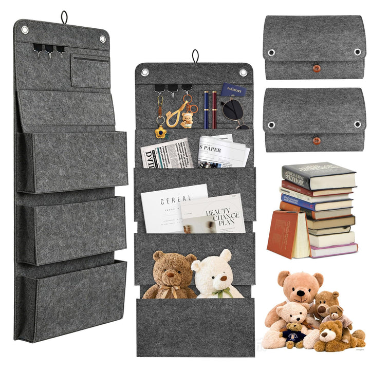 Hängeorganizer 2er Set - 80 * 32CM Wandorganizer Hängend Filz Faltbare, 5 Fächer, 3 Haken Grosse Kap