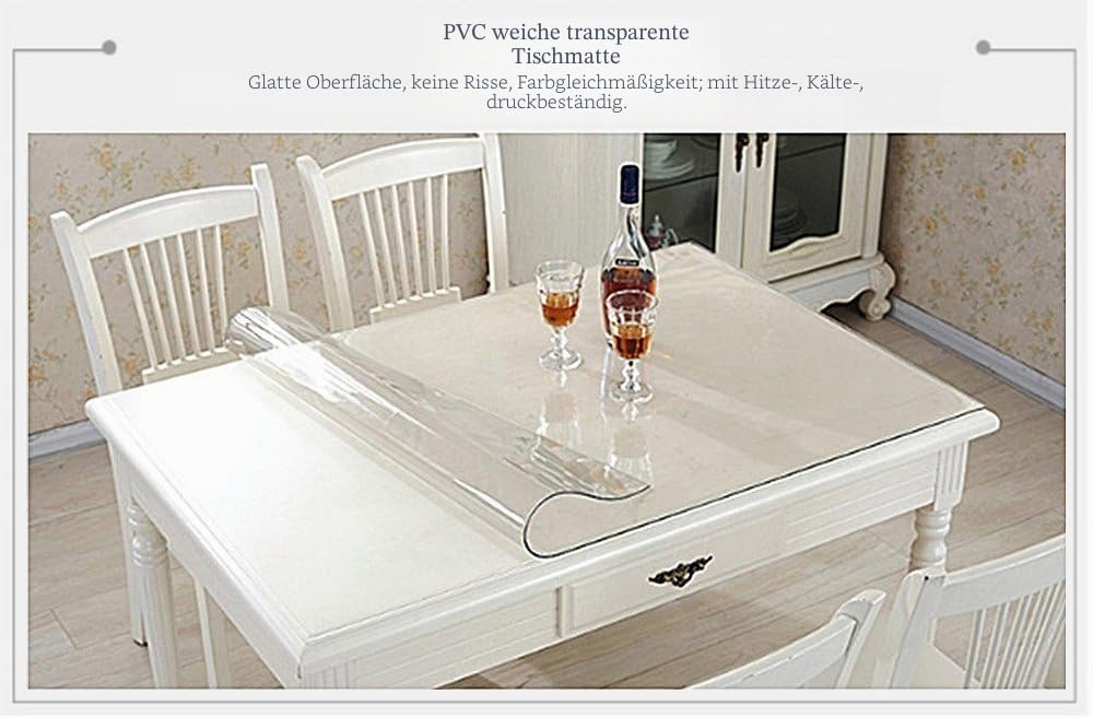 Ever Fairy Kunststoff Transparent Küche Esstisch Abdeckung Tischdecke Protector Stuhl Matte mit Lipp