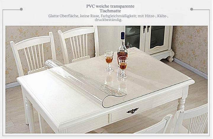 Ever Fairy Kunststoff Transparent Küche Esstisch Abdeckung Tischdecke Protector Stuhl Matte mit Lipp
