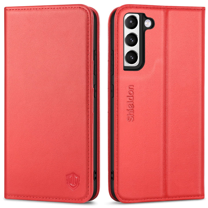 SHIELDON Galaxy S22+ Plus 5G Hülle Stossfeste Handyhülle [Erstklassig Echtleder] [Kartenfach] [Lifet