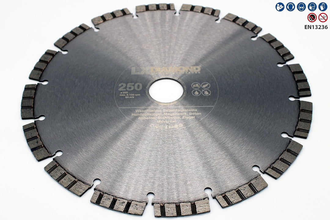 LXDIAMOND Diamant-Trennscheibe 250mm x 30,0mm Premium Laser Diamantscheibe Betonscheibe für Stein Be