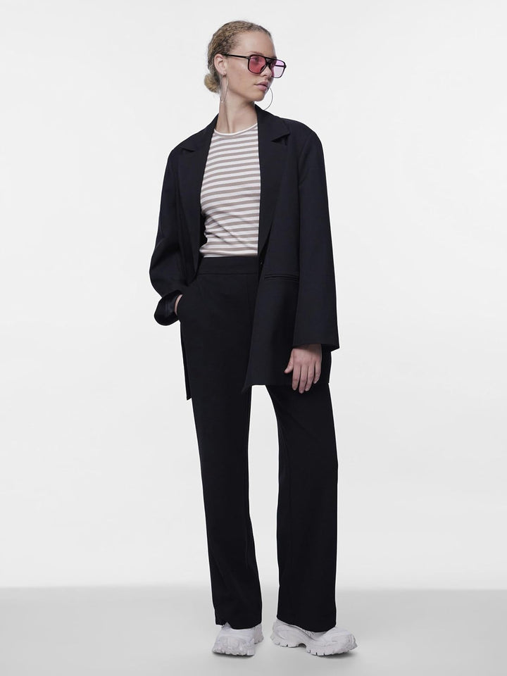 PIECES Damen Pcnula Hw Wide Pants Noos, S / 30L Schwarz