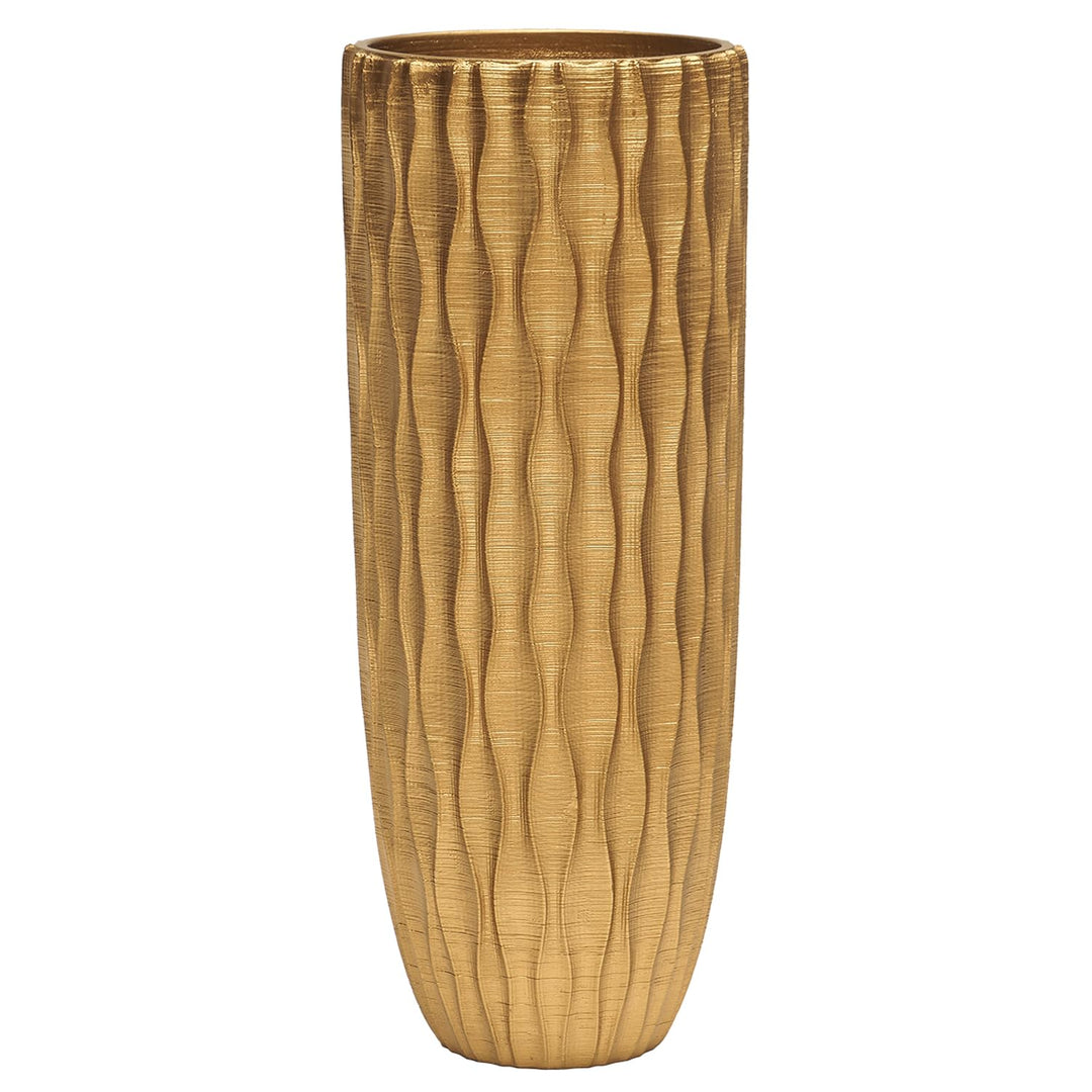 Suanti Dekorative Blumenvase (28 cm), Gross Kupferfarbe Vase mit Wasserwellenmuster, Für Home Office