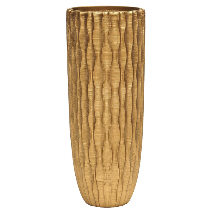 Suanti Dekorative Blumenvase (28 cm), Gross Kupferfarbe Vase mit Wasserwellenmuster, Für Home Office