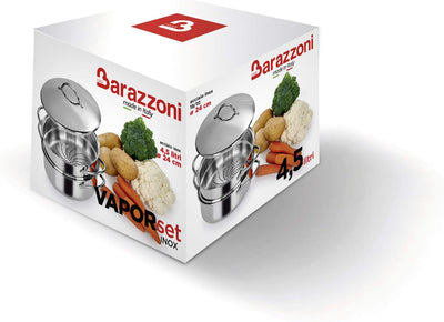 Barazzoni vaporset vaporset ohne Boden 24 cm Edelstahl 18/10 – Made in Italy, Edelstahl, Stahl, Damp