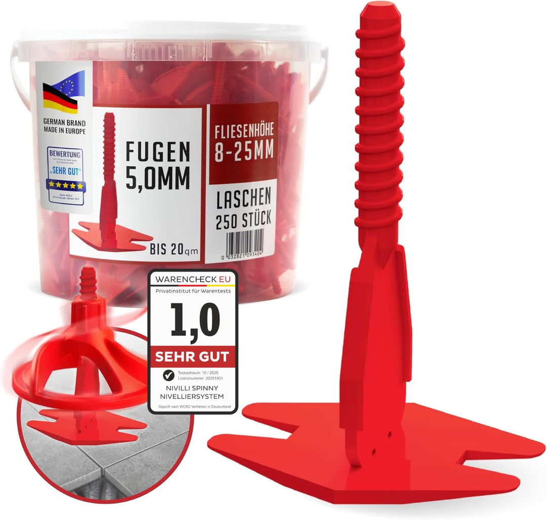 Nivilli SPINNY - 250 Stück Zuglaschen/Fugenbreite 5mm - Materialdicke 8-25mm / Ein technisch hochwer
