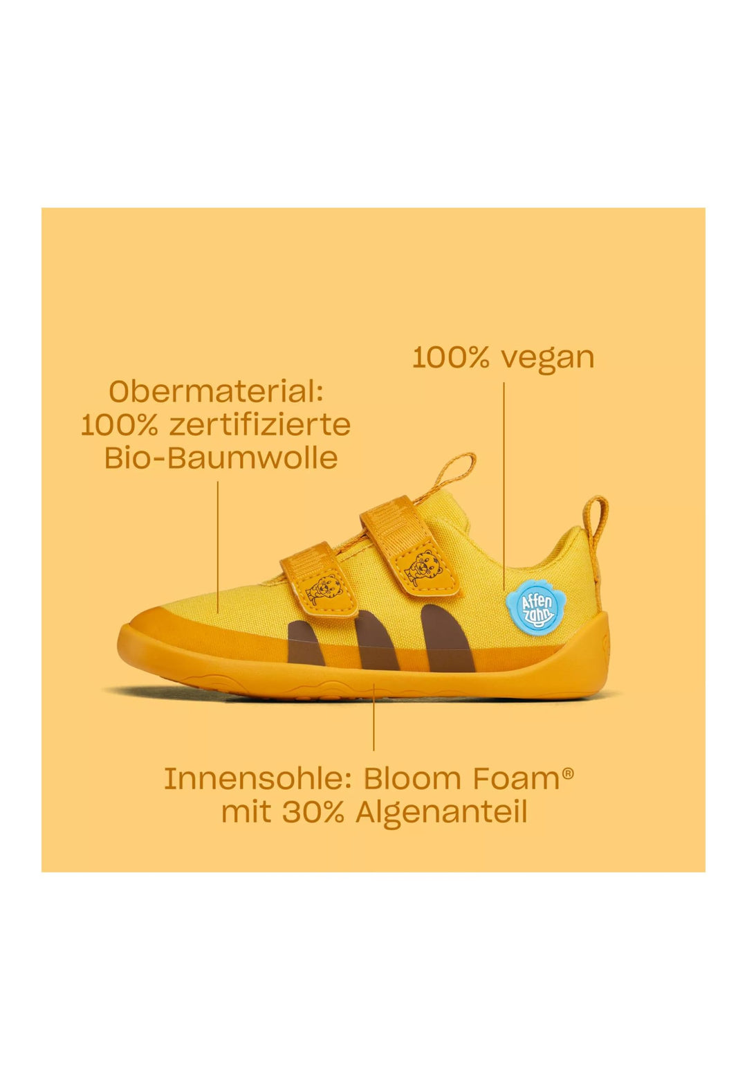 Affenzahn Barfussschuh Baumwolle Lucky Klettverschluss Vegan rutschfest Flexibel Reflektierend für