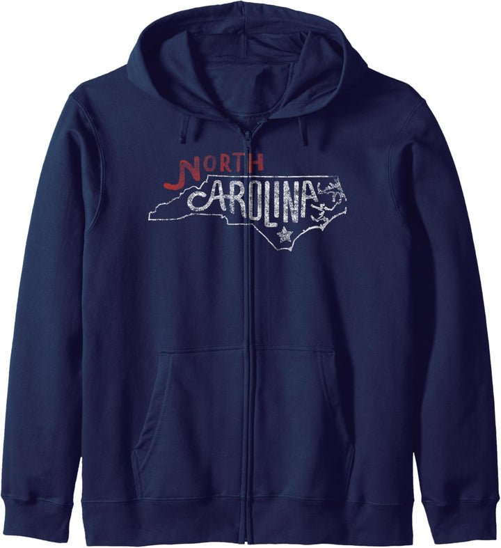 North Carolina Inside State Outline Kapuzenjacke